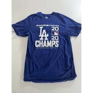 LA Dodgers 2020 Champs T Shirt 47 Brand Size Medium Blue Short Sleeve